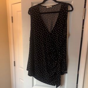Black Sleeveless Polka Dot Blouse